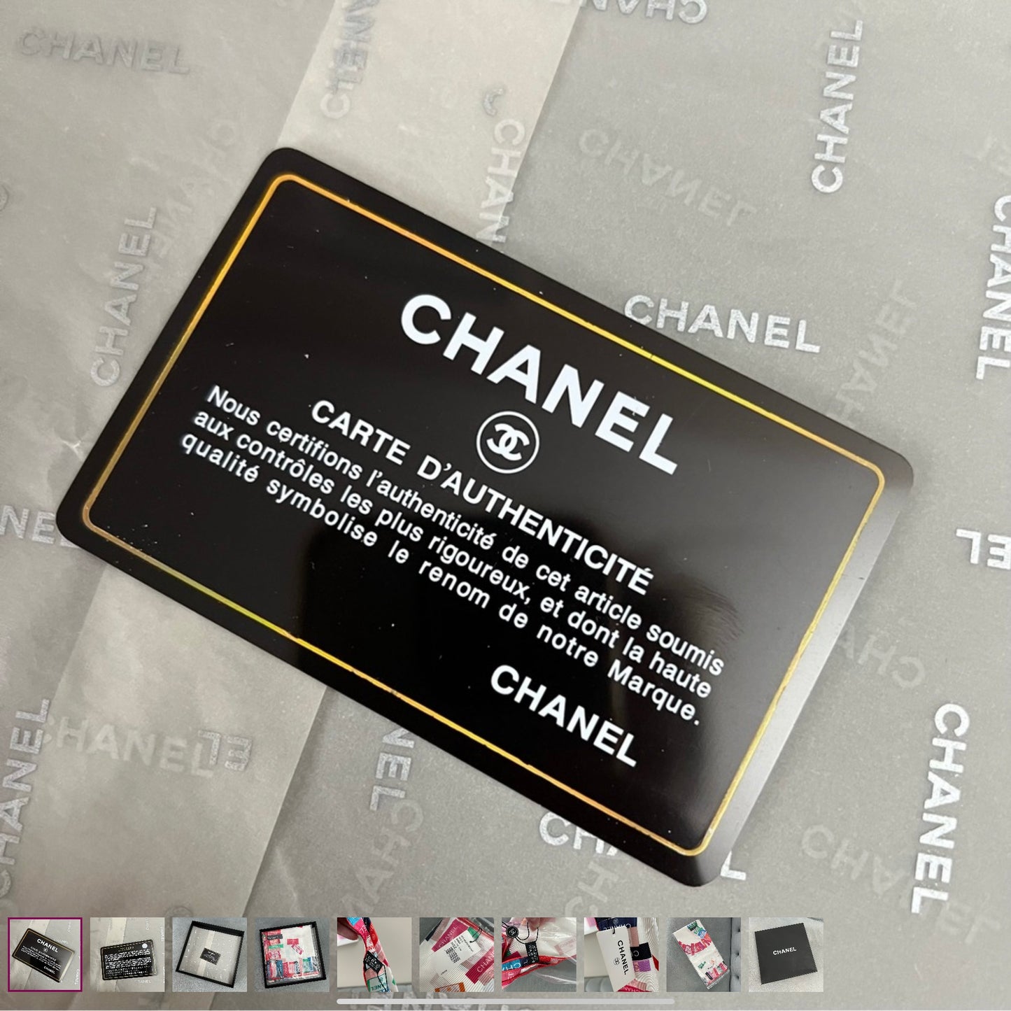 New CHANEL 100% Silk Scarf 34x34 inches in Box with Certificate