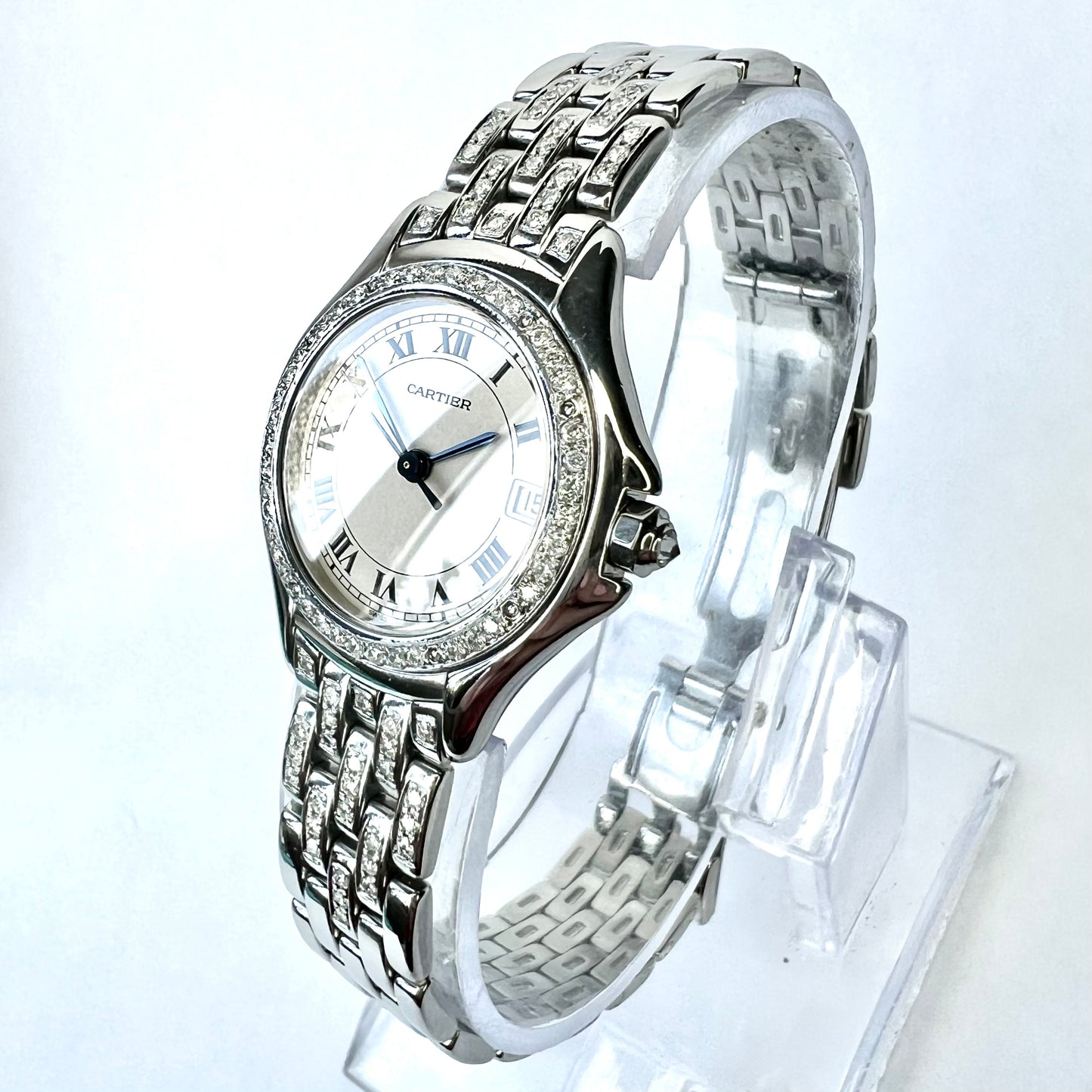 CARTIER PANTHERE COUGER Quartz 27mm Steel ~1TCW Diamond Watch