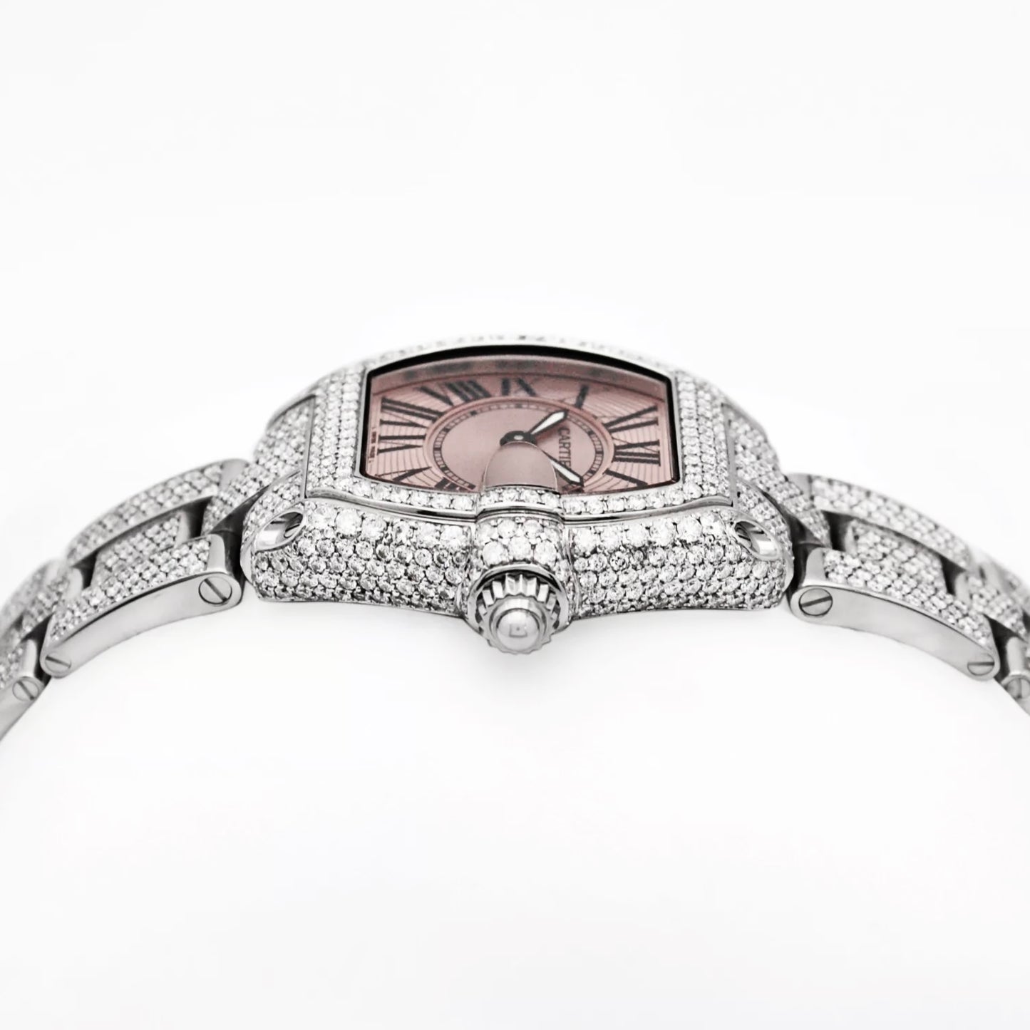 CARTIER ROADSTER Quartz 31mm Steel ~7TCW Diamond Watch