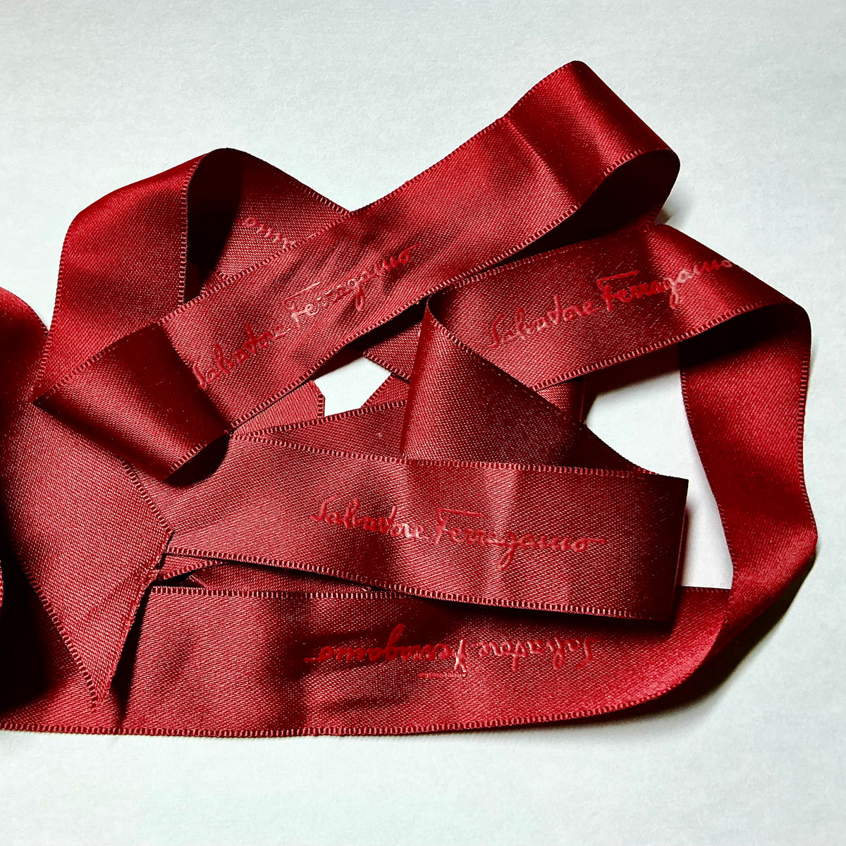 SALVATORE FERRAGAMO Red Shopping Bag 8.5x6.25x4.75 inches + Red Ribbon
