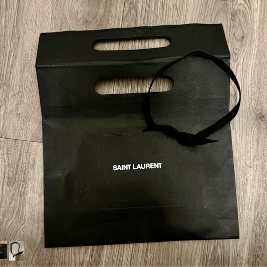 Saint Laurent Black Shopping Gift Bag + Ribbon 14.25x12.25x4 inches