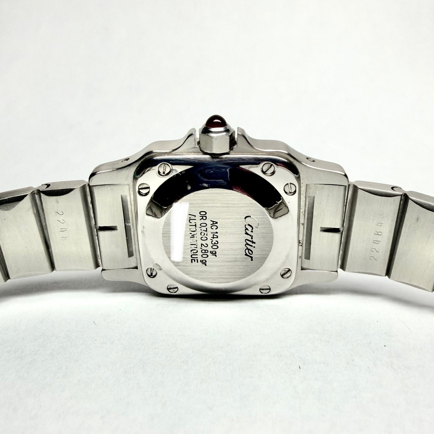 CARTIER SANTOS GALBEE 24mm Automatic 2 Tone Watch Burgundy Dial