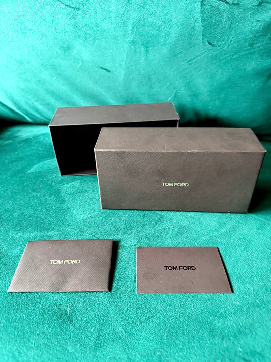 TOM FORD Textured Burgundy sunglasses box with booklet in envelope