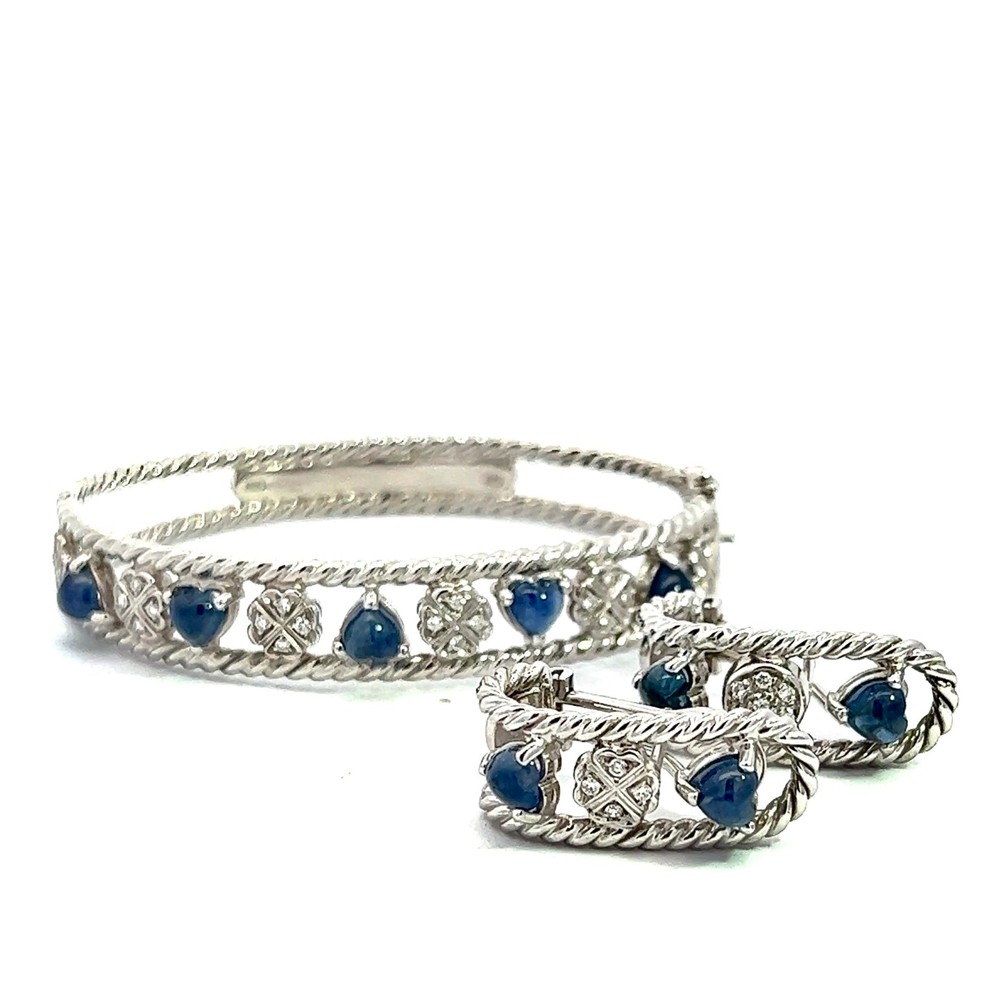 CHANTECLER 18K White Gold Diamond Bracelet & Earrings