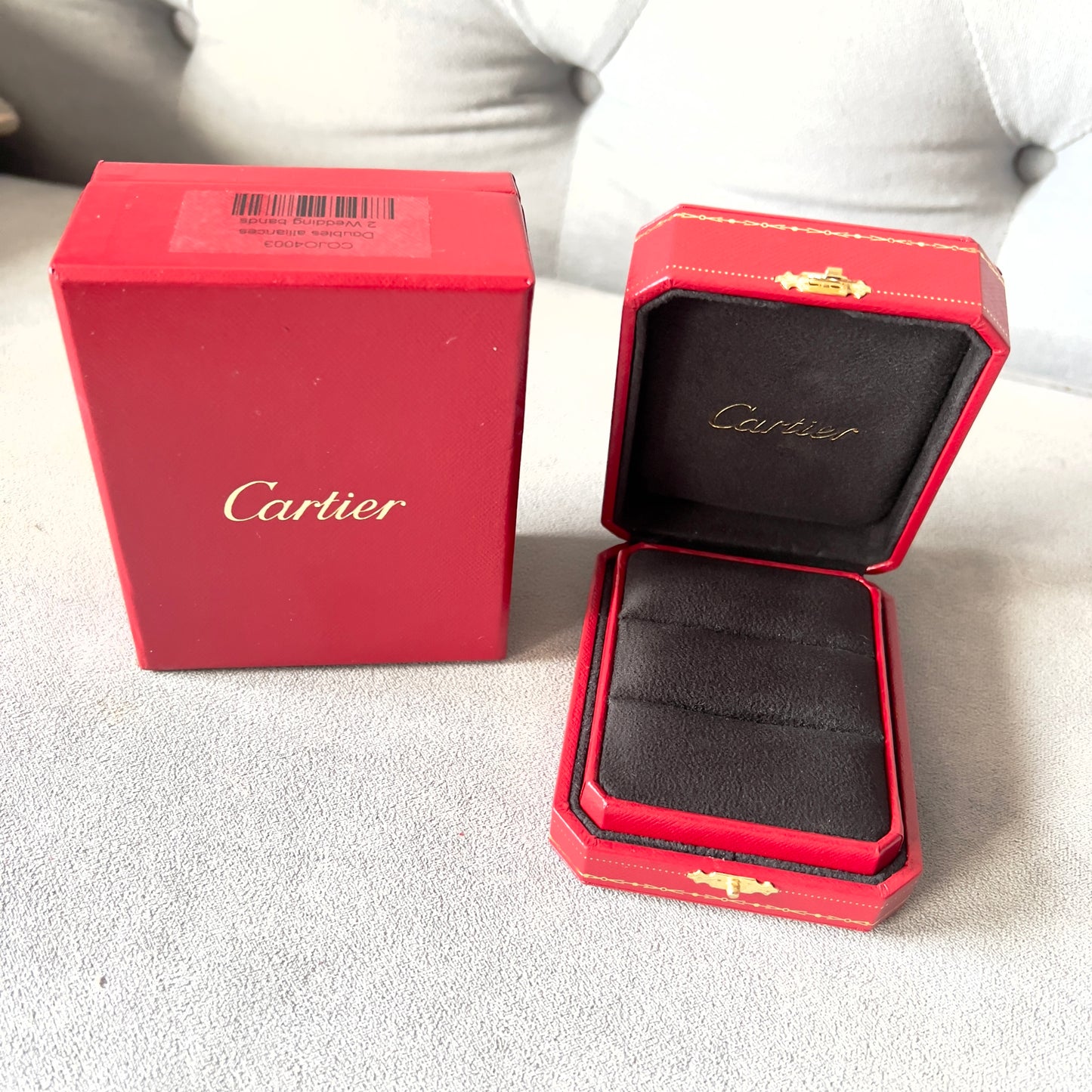 CARTIER Double Alliance Ring Box + Outer Box 4.40x3.60x1.90 inches