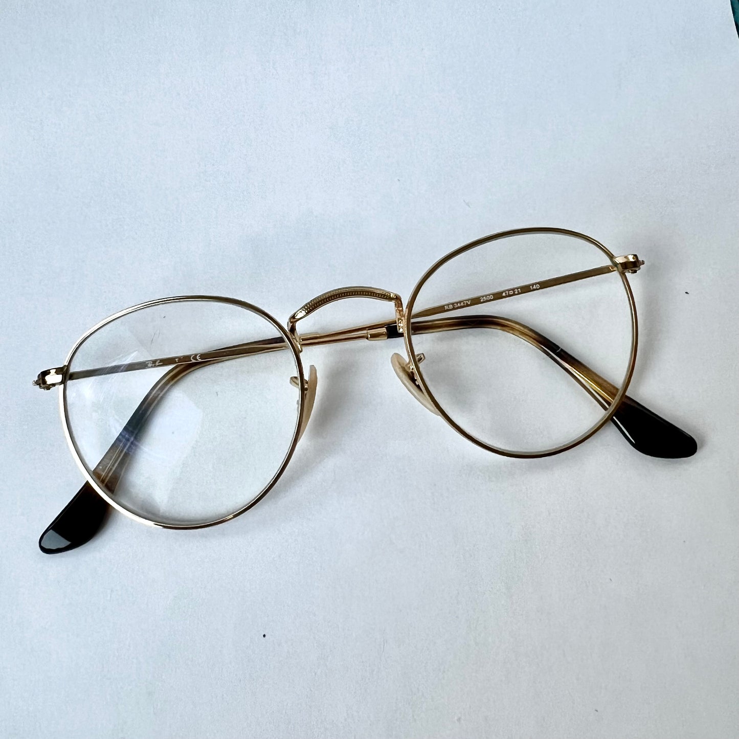 RAY-BAN Gold Tone Glasses in Case + New Cleaning Clove