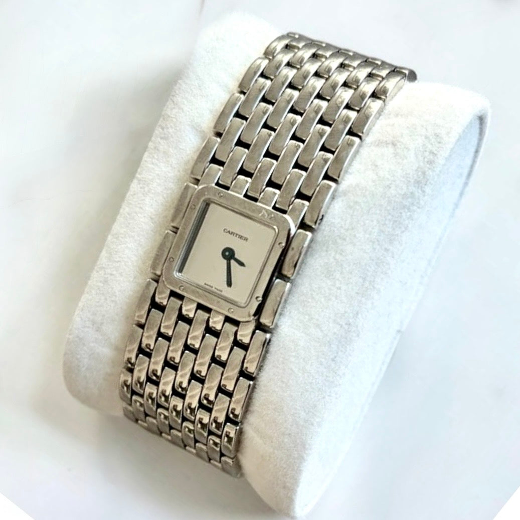 CARTIER Panthere RUBAN Quartz 21.5mm Steel Mirror Dial Watch