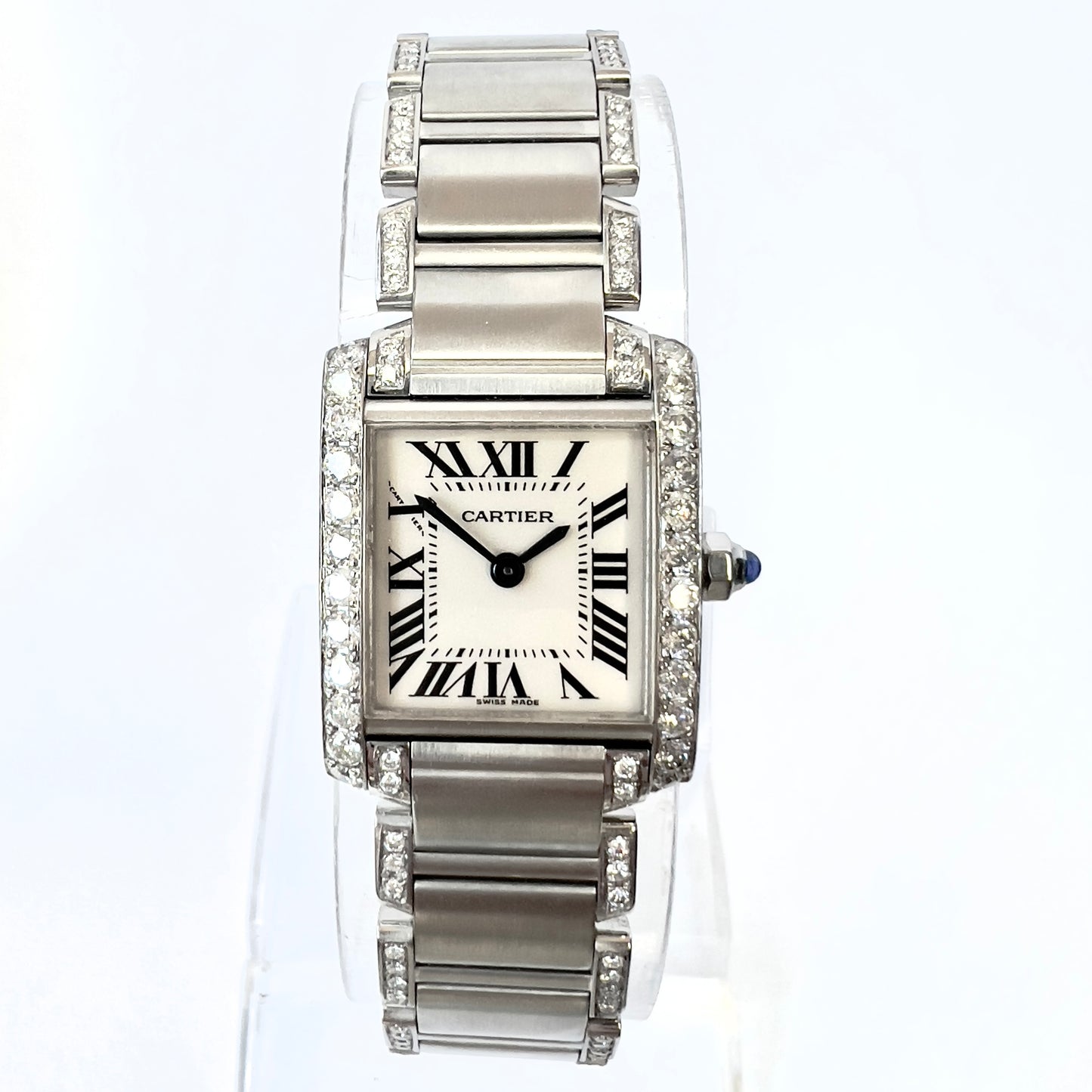 CARTIER TANK FRANCAISE Quartz 20mm Steel 1.88TCW DIAMOND Watch