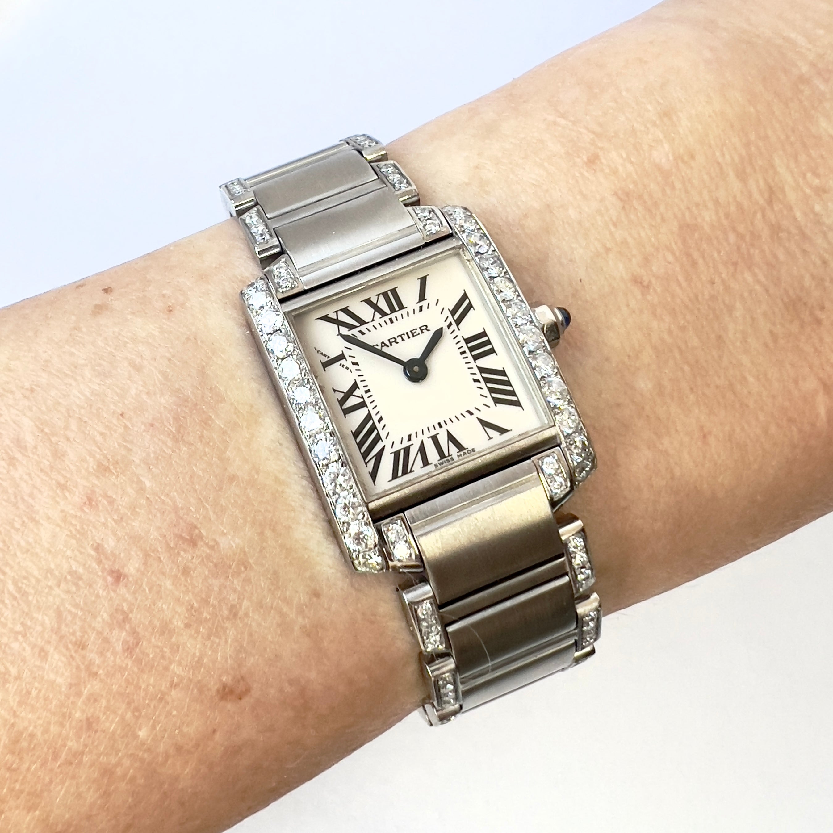 CARTIER TANK FRANCAISE Quartz 20mm Steel 1.88TCW DIAMOND