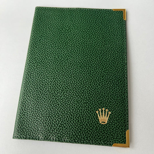 ROLEX Green Genuine Leather Passport Holder 5.75x4.15 inches