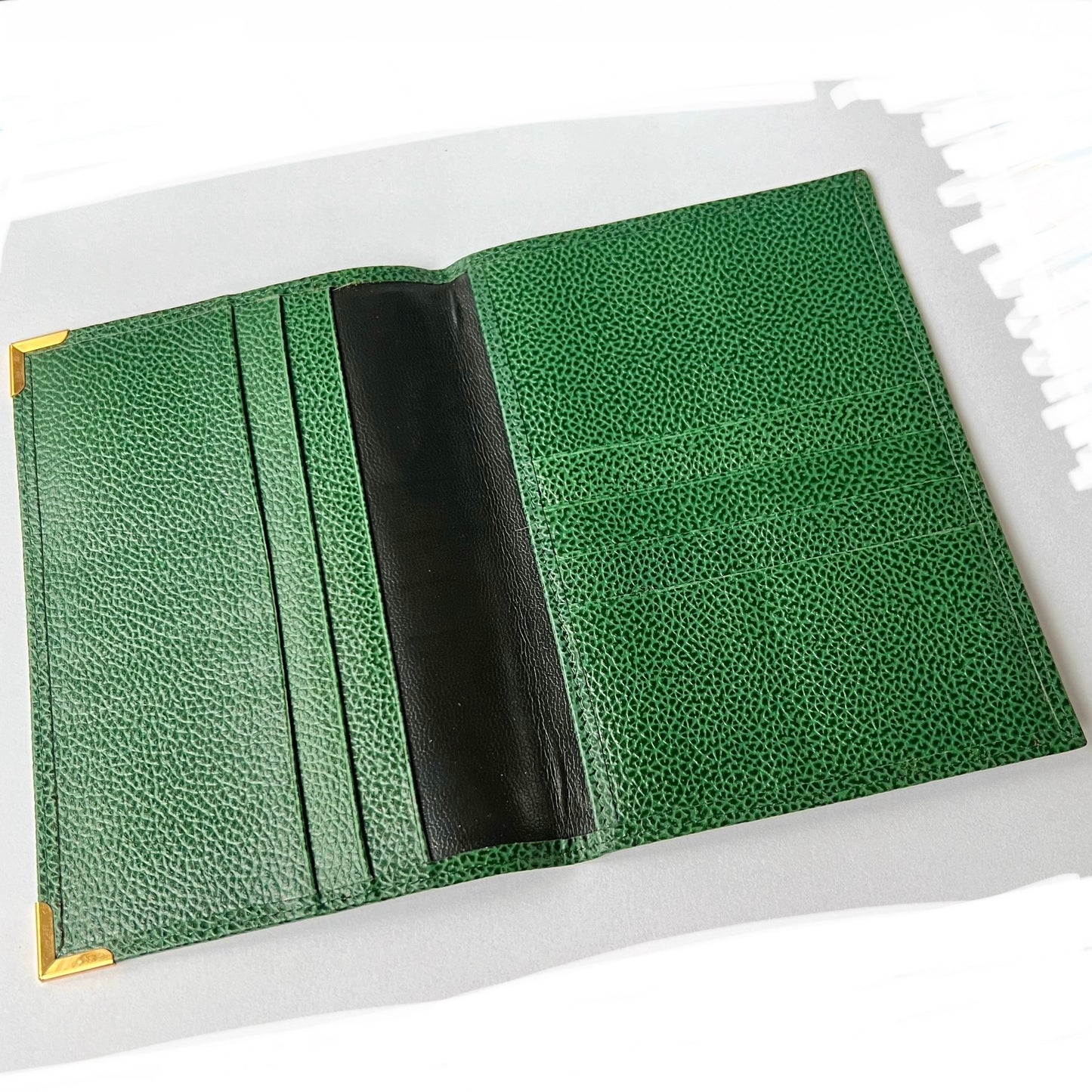 ROLEX Green Genuine Leather Passport Holder 5.75x4.15 inches