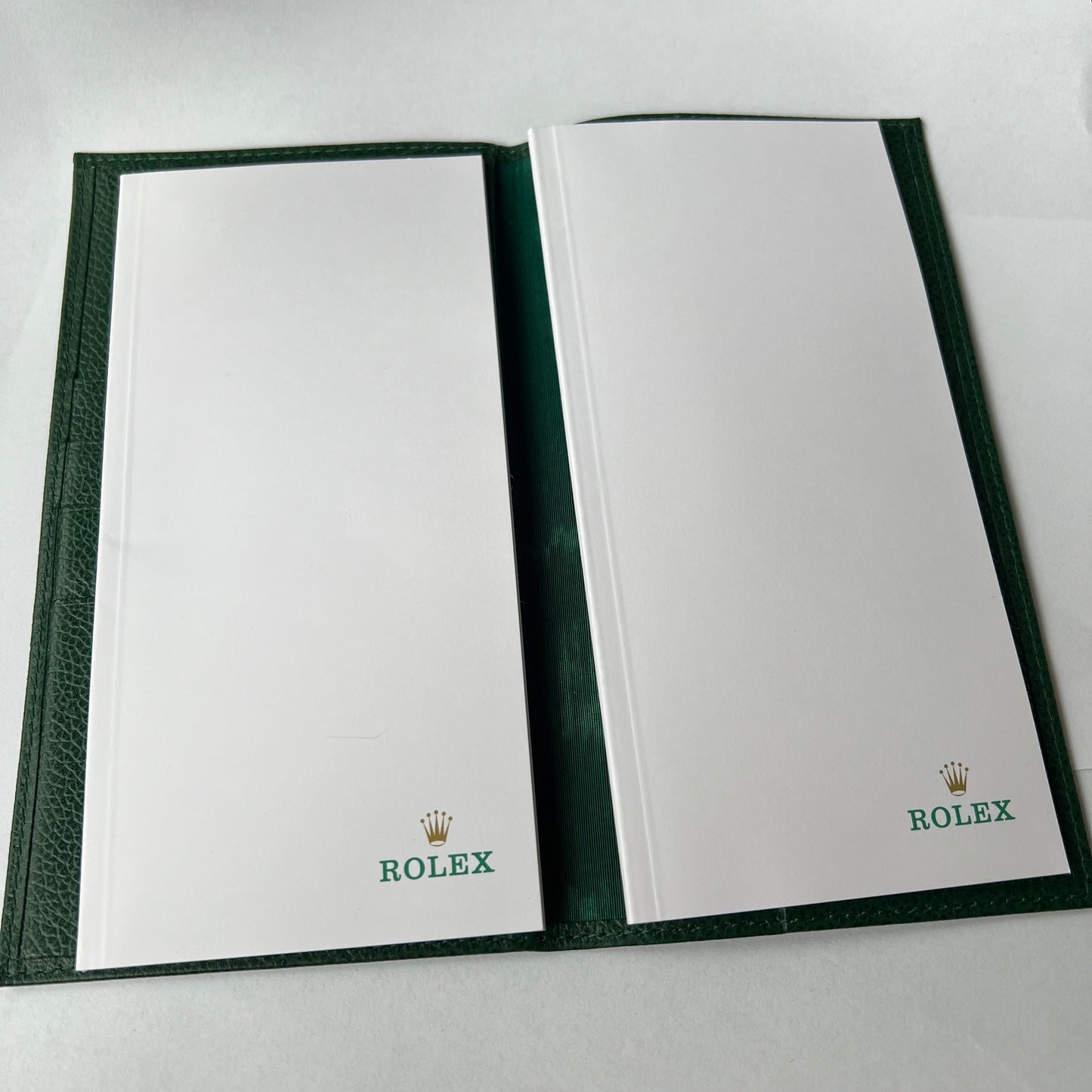 ROLEX Green Genuine Leather Notebook 7.20x3.90 inches 2 Sets of Pages