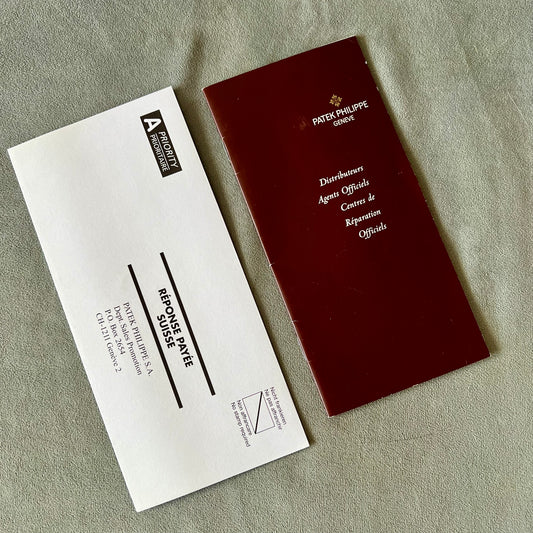 NEW OLD STOCK Authentic PATEK PHILIPPE Distributors Booklet + Envelope