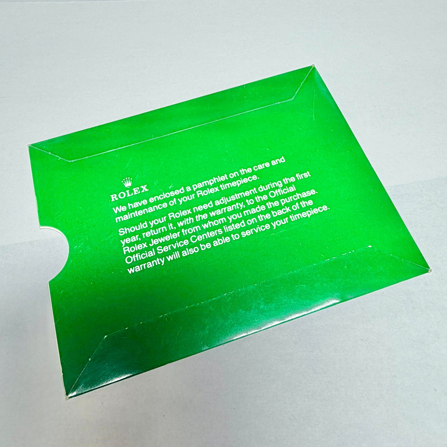 ROLEX Green Warranty Card Holder with Black Insert 5.25x4 inches