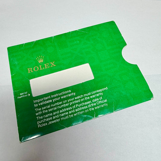 ROLEX Green Warranty Card Holder 5.25x4 inches