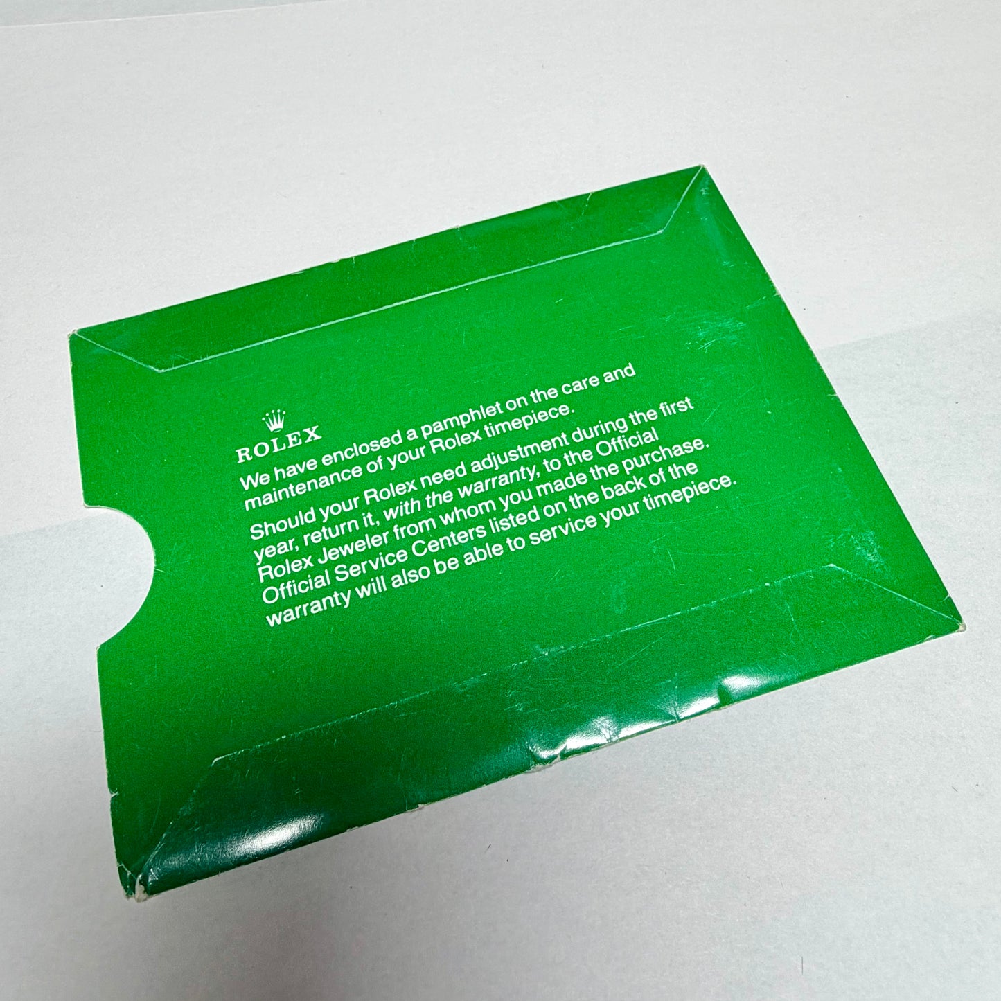 ROLEX Green Warranty Card Holder 5.25x4 inches