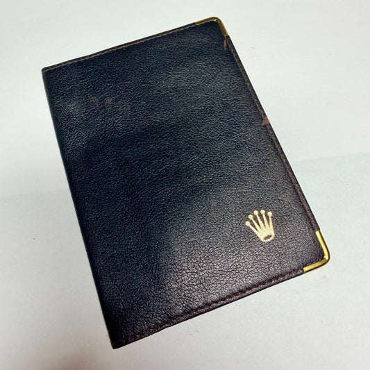 ROLEX Black Genuine Leather Passport Holder 5.60x4.10 inches