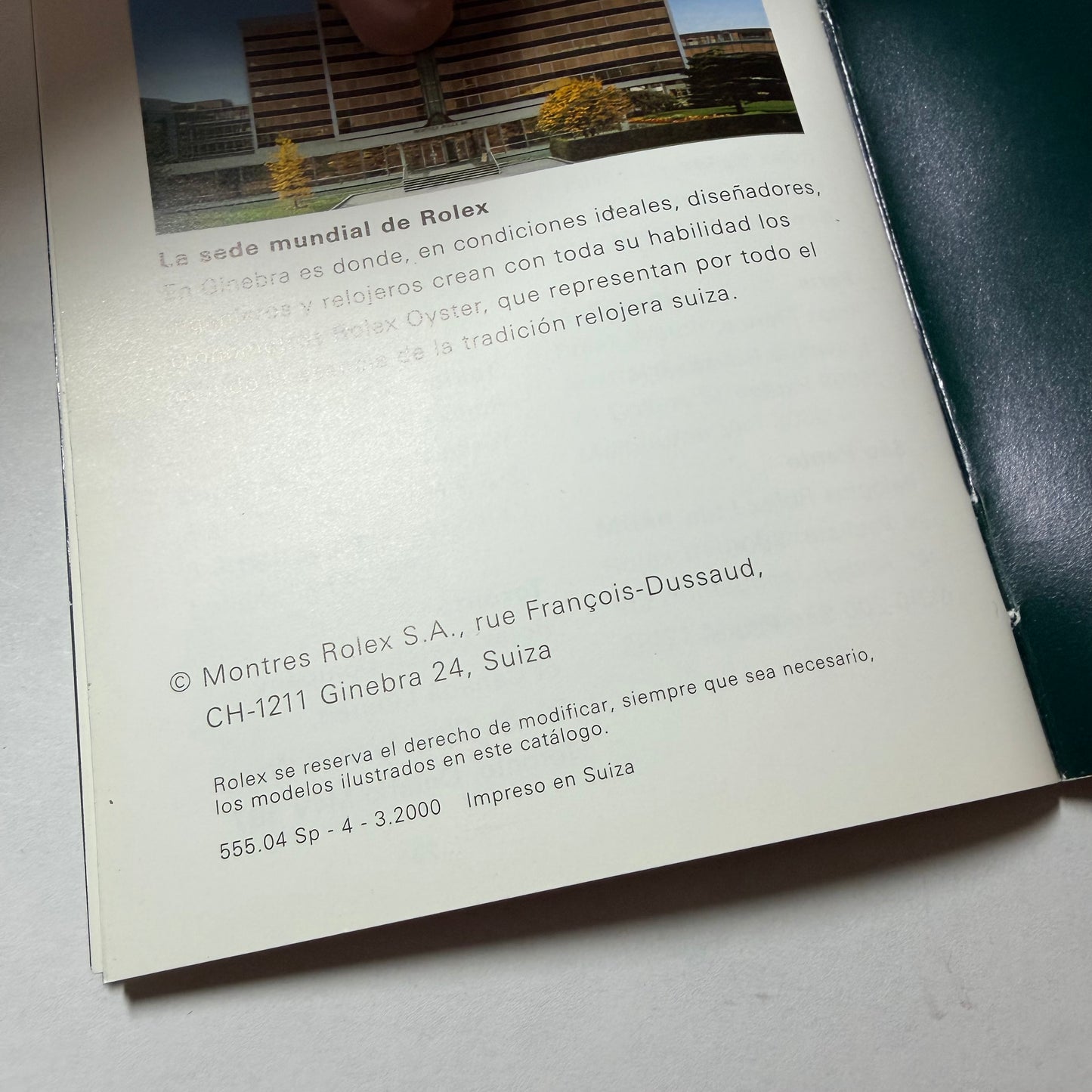 ROLEX Cosmograph Daytona Green Booklet 2000 Spanish 4.75x3.5 inches