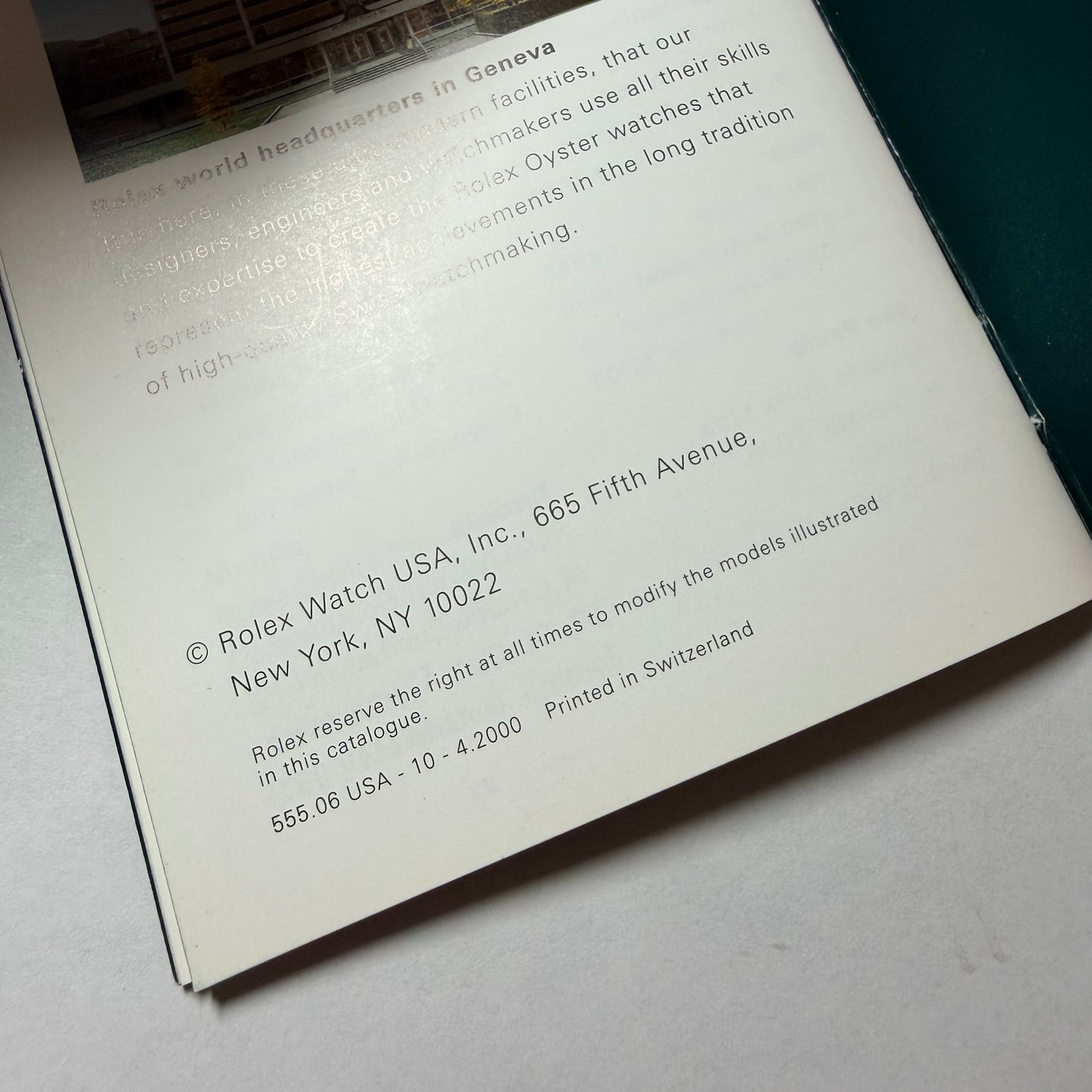 ROLEX Cosmograph Daytona Green Booklet 2000 English 4.75x3.5 inches