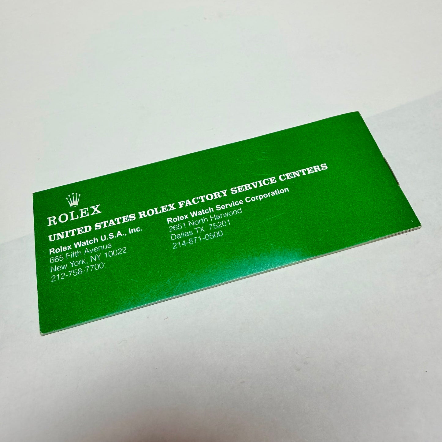 NEW Old Stock ROLEX Factory Service Booklet 5x2 inches