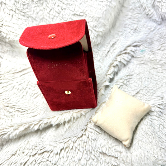 CARTIER Red Faux Suede Jewelry/Watch Travel Case/Pouch with Pillow 3x3x2.75 inches