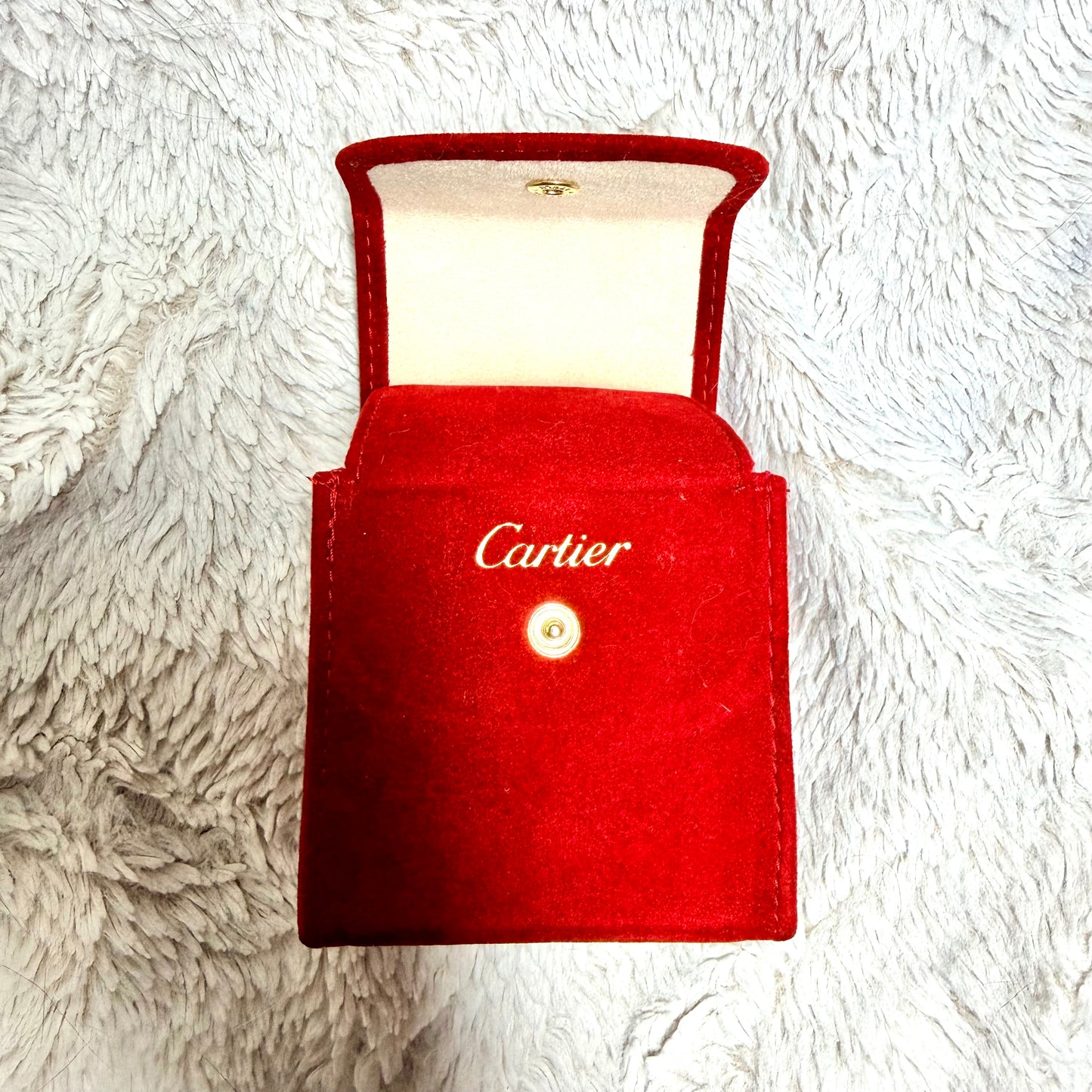 CARTIER Red Faux Suede Jewelry/Watch Travel Case/Pouch with Pillow 3x3x2.75 inches