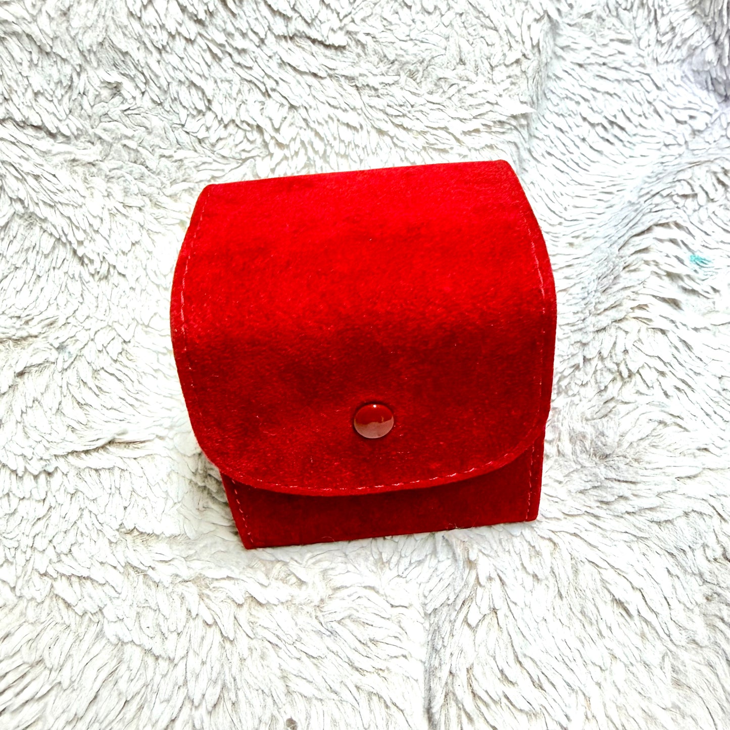 CARTIER Red Faux Suede Jewelry/Watch Travel Case/Pouch with Pillow 3x3x2.75 inches
