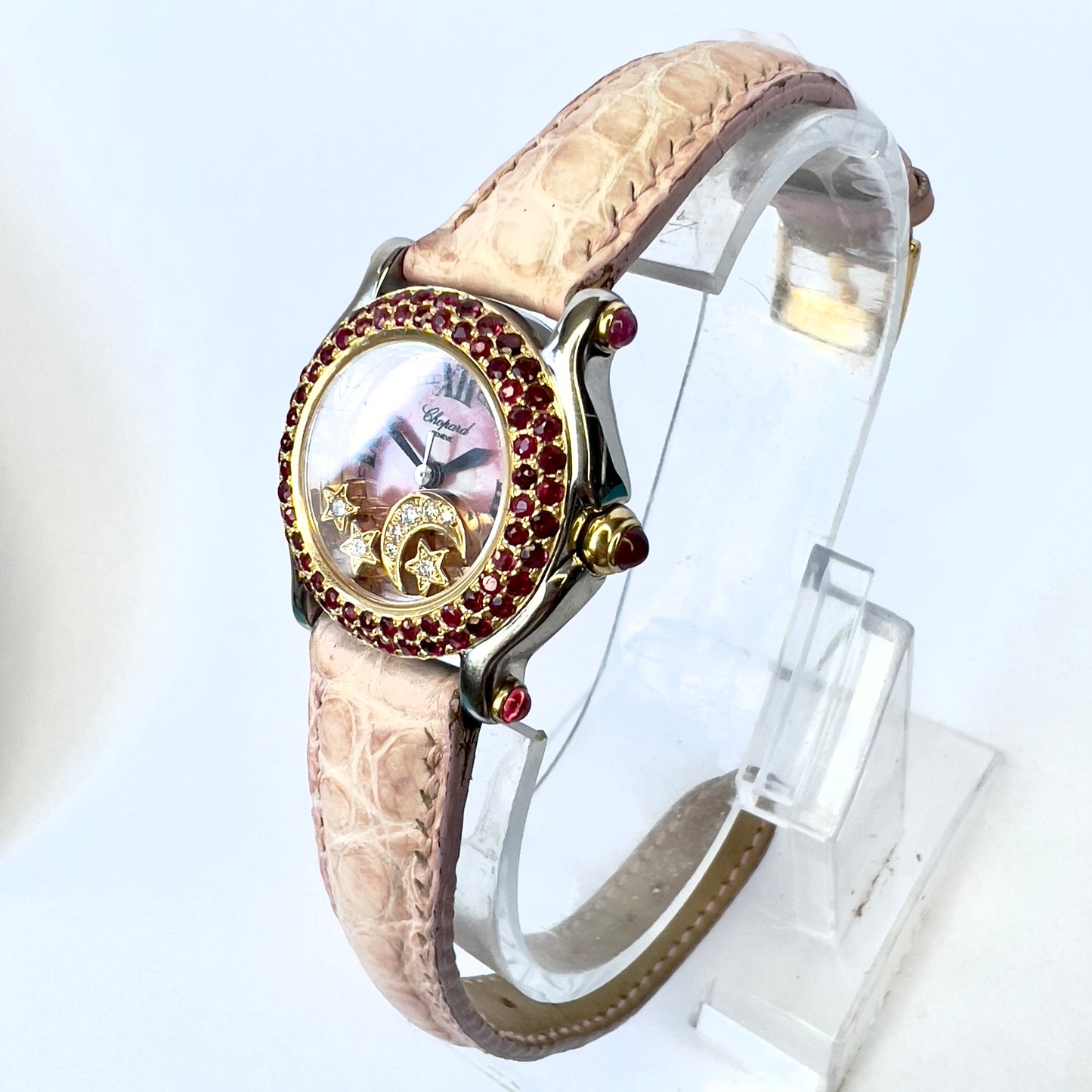 CHOPARD HAPPY SPORT 26mm 2 Tone DIAMONDS & Red RUBIES Watch