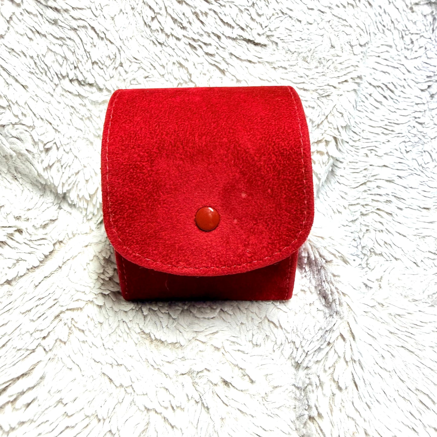 CARTIER Red Faux Suede Jewelry/Watch Travel Case/Pouch with Pillow 3x3x2.75 inches