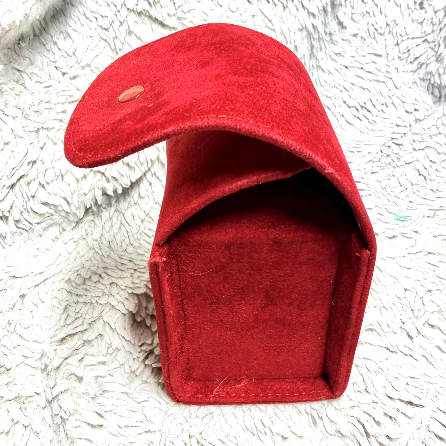CARTIER Red Faux Suede Jewelry/Watch Travel Case/Pouch with Pillow 3x3x2.75 inches