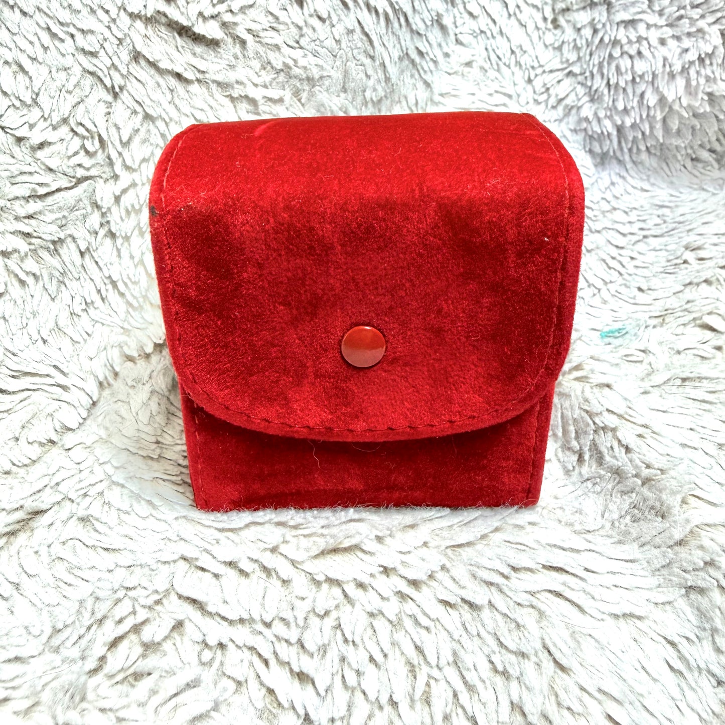 CARTIER Red Faux Suede Jewelry/Watch Travel Case/Pouch with Pillow 3x3x2.75 inches