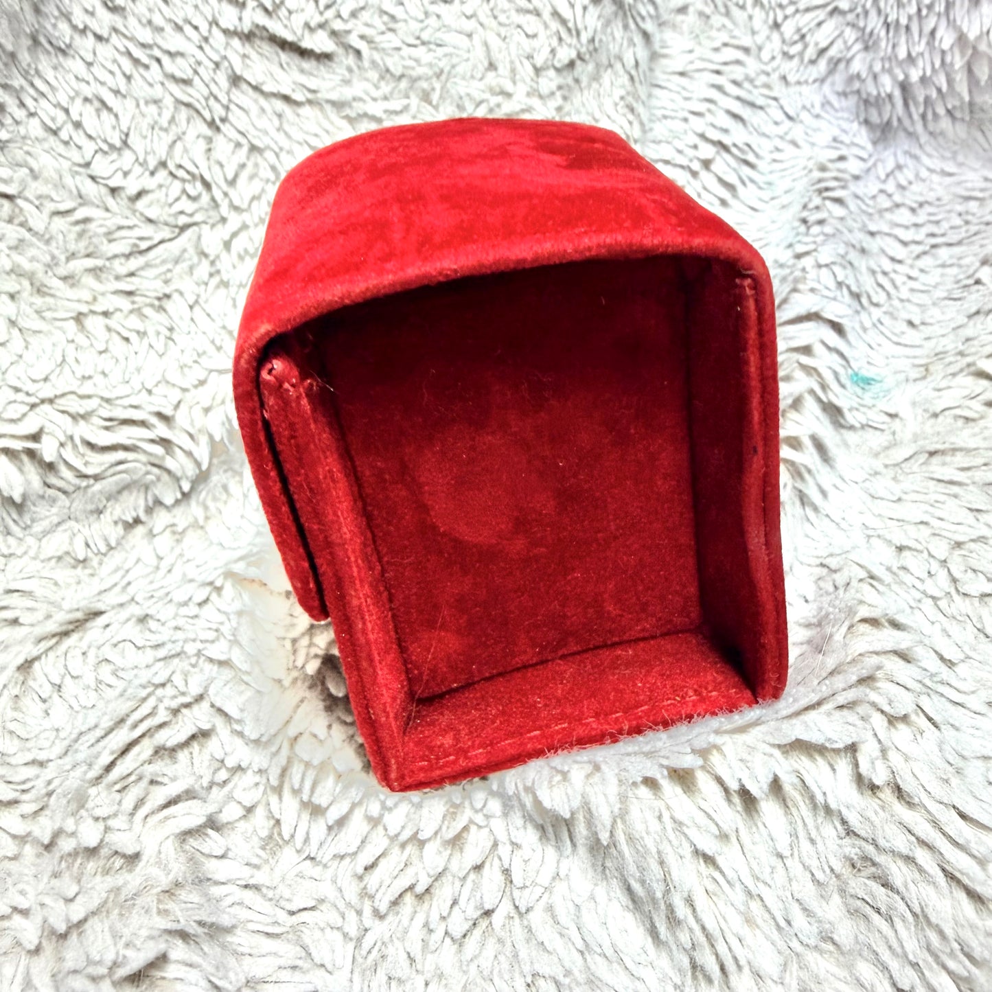 CARTIER Red Faux Suede Jewelry/Watch Travel Case/Pouch with Pillow 3x3x2.75 inches