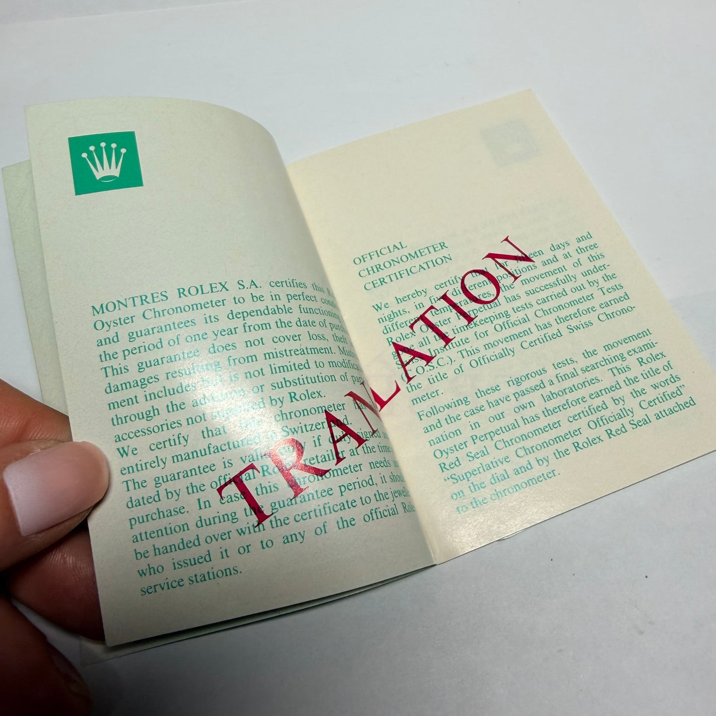 NEW Old Stock ROLEX Translation Booklet 4.10x2.90 inches