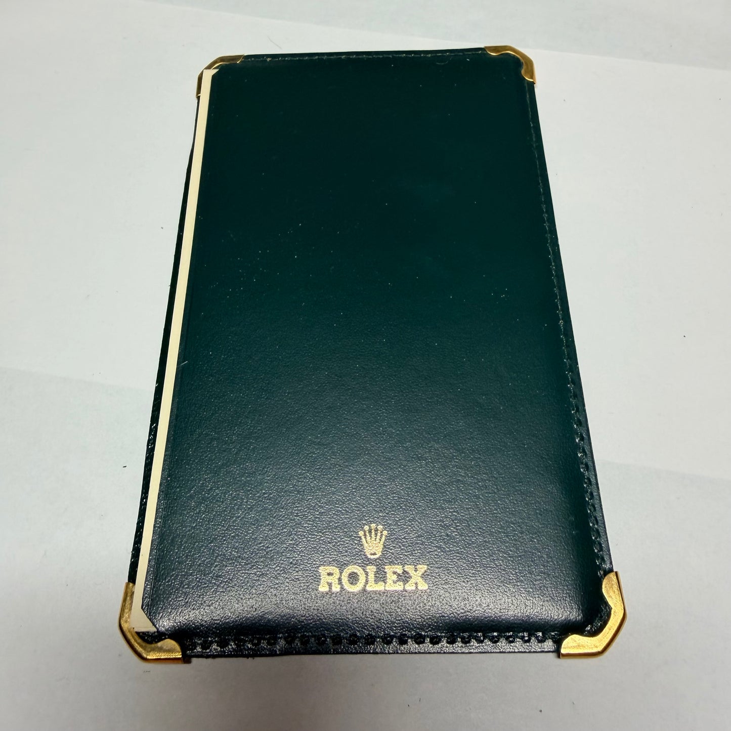 NEW Old Stock ROLEX Green Genuine Leather Notebook in Green Paper Envelope 6x3.75 inches