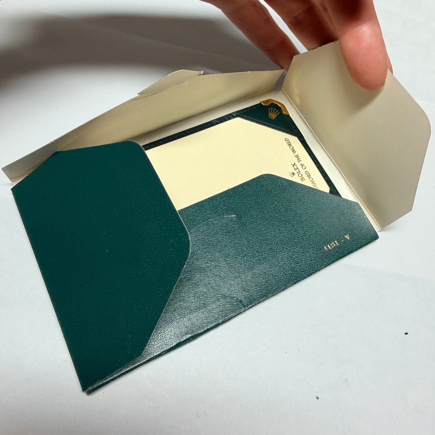 NEW Old Stock ROLEX Green Genuine Leather Notebook in Green Paper Envelope 6x3.75 inches