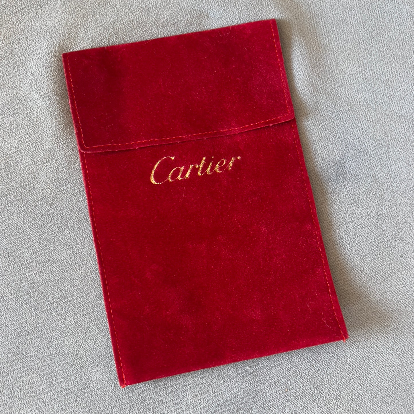 CARTIER Red Faux Suede Jewelry Pouch 7x4.75 inches