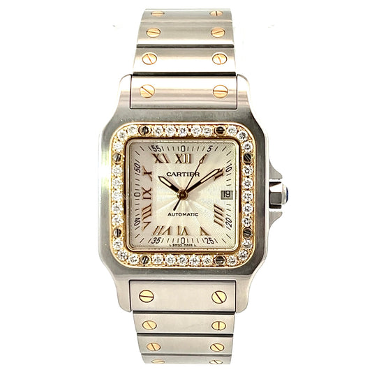 CARTIER SANTOS GALBEE 29mm Automatic 2 Tone 0.75TCW DIAMOND Watch  NEW Model