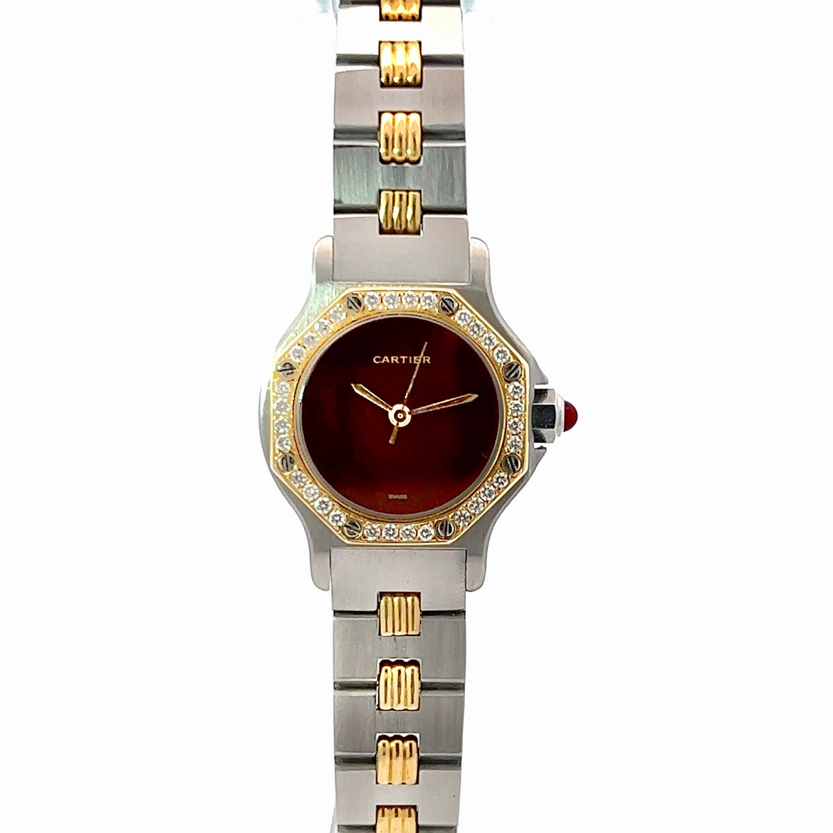 CARTIER SANTOS OCTAGON 25mm Automatic 2 Tone 0.40TCW DIAMOND  display picture 3