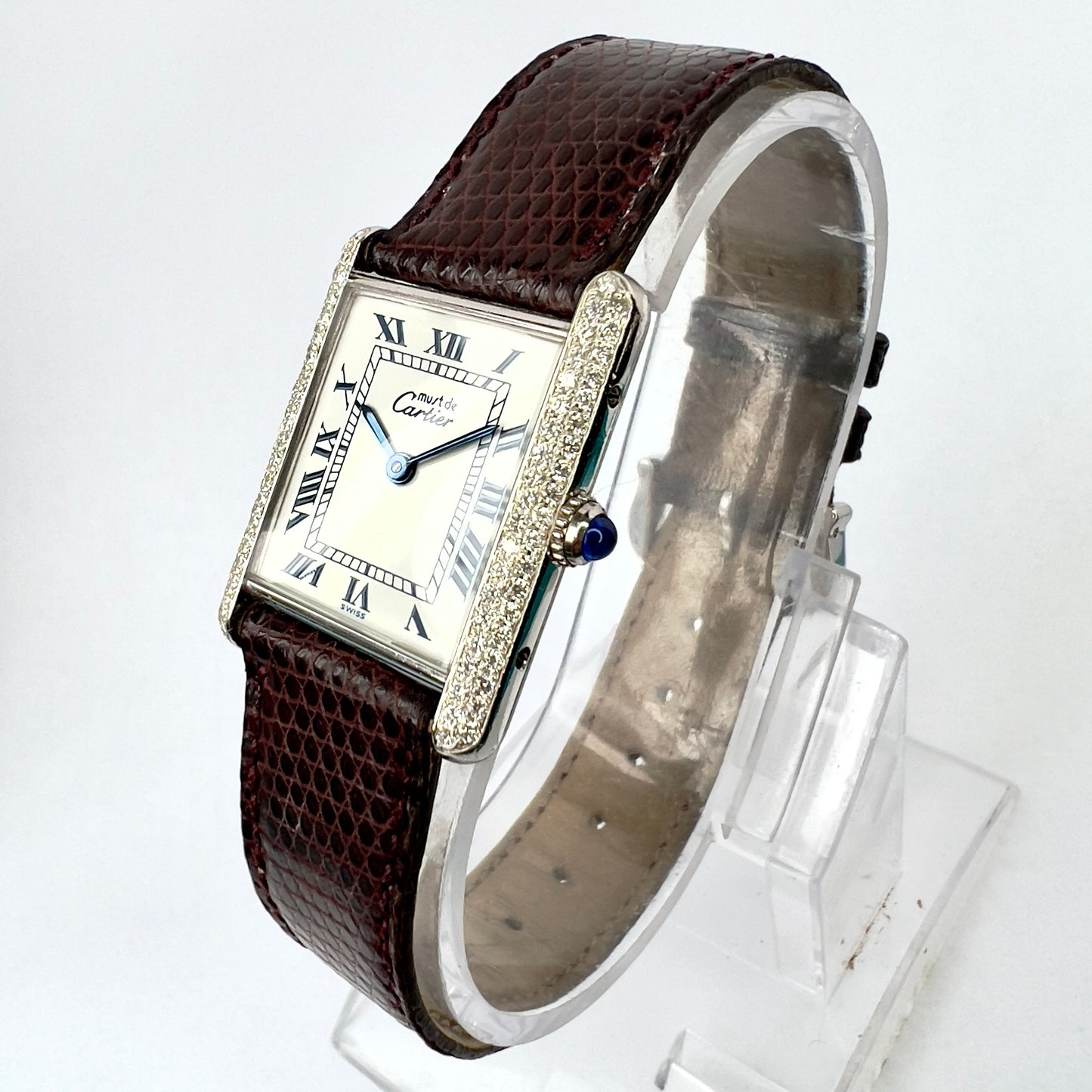 CARTIER TANK Quartz 23mm Silver 0.67TCW Diamond Watch