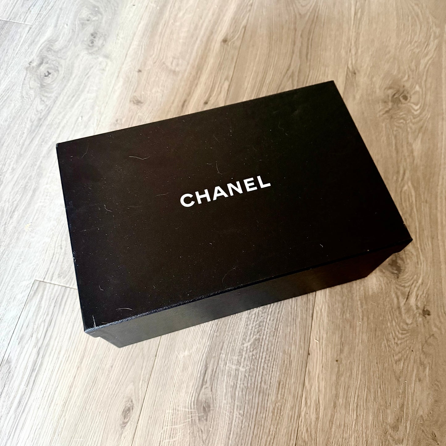 CHANEL sneakers Box in black w/ white logo detailing + Booklets + Tissue 13.25x8.5x5.60”