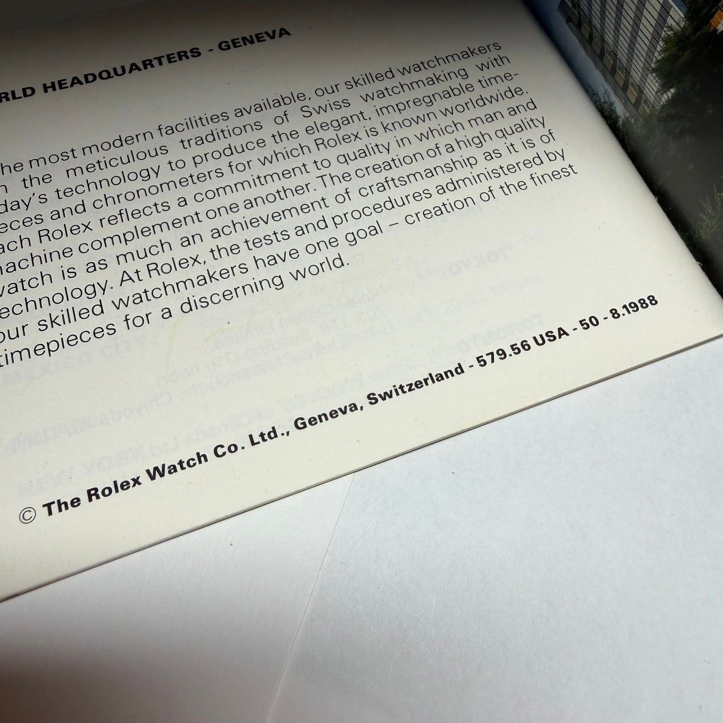 ROLEX Oyster Booklet 1988 English