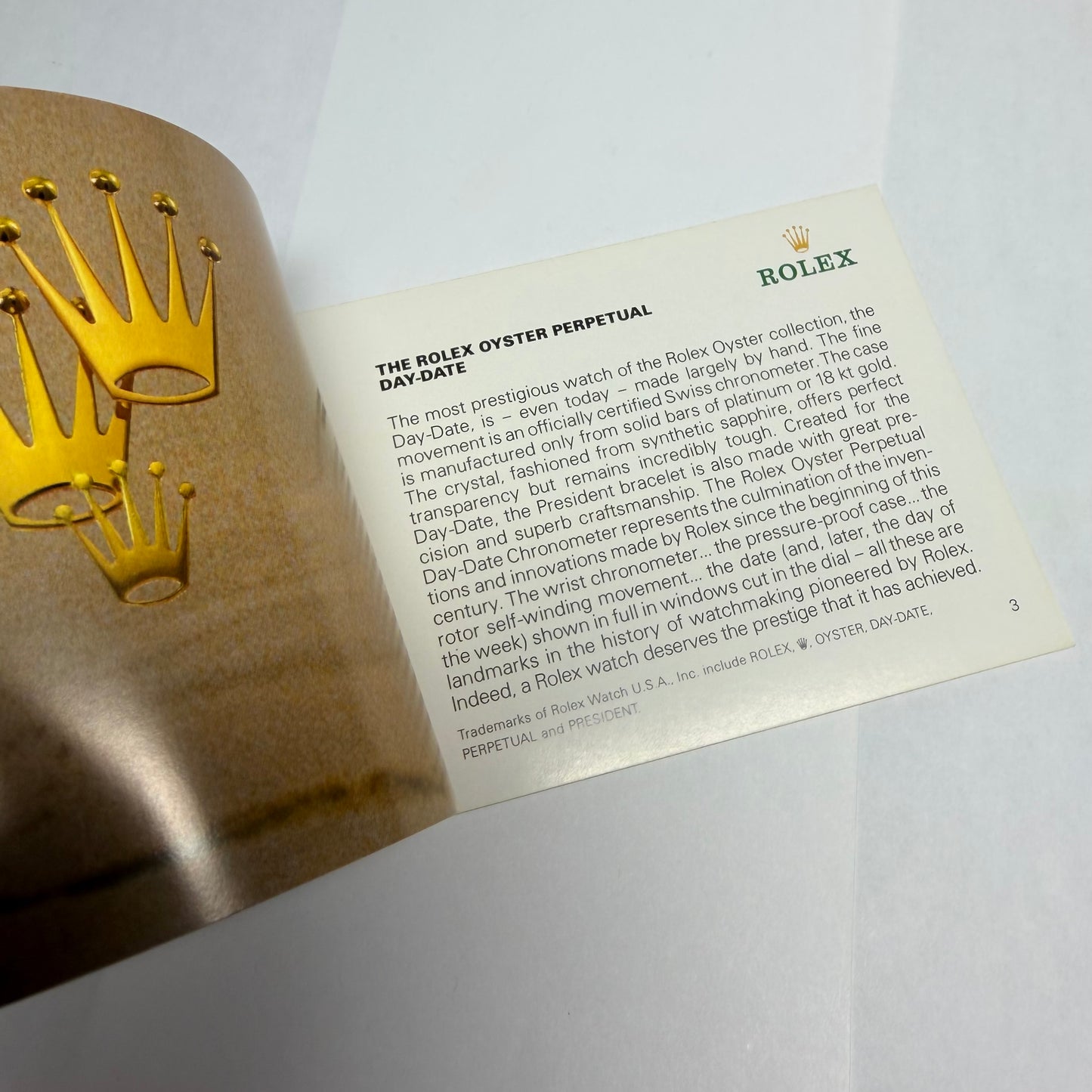 ROLEX Day-Date Booklet 1990 English