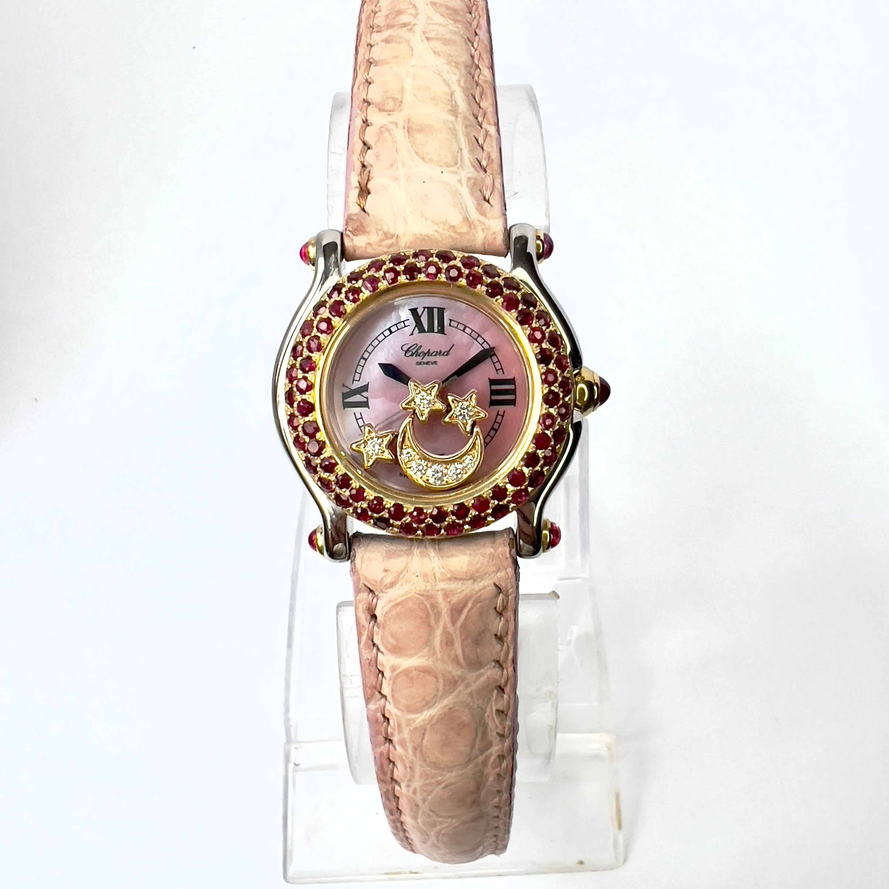 CHOPARD HAPPY SPORT 26mm 2 Tone DIAMONDS Red RUBIES Watch