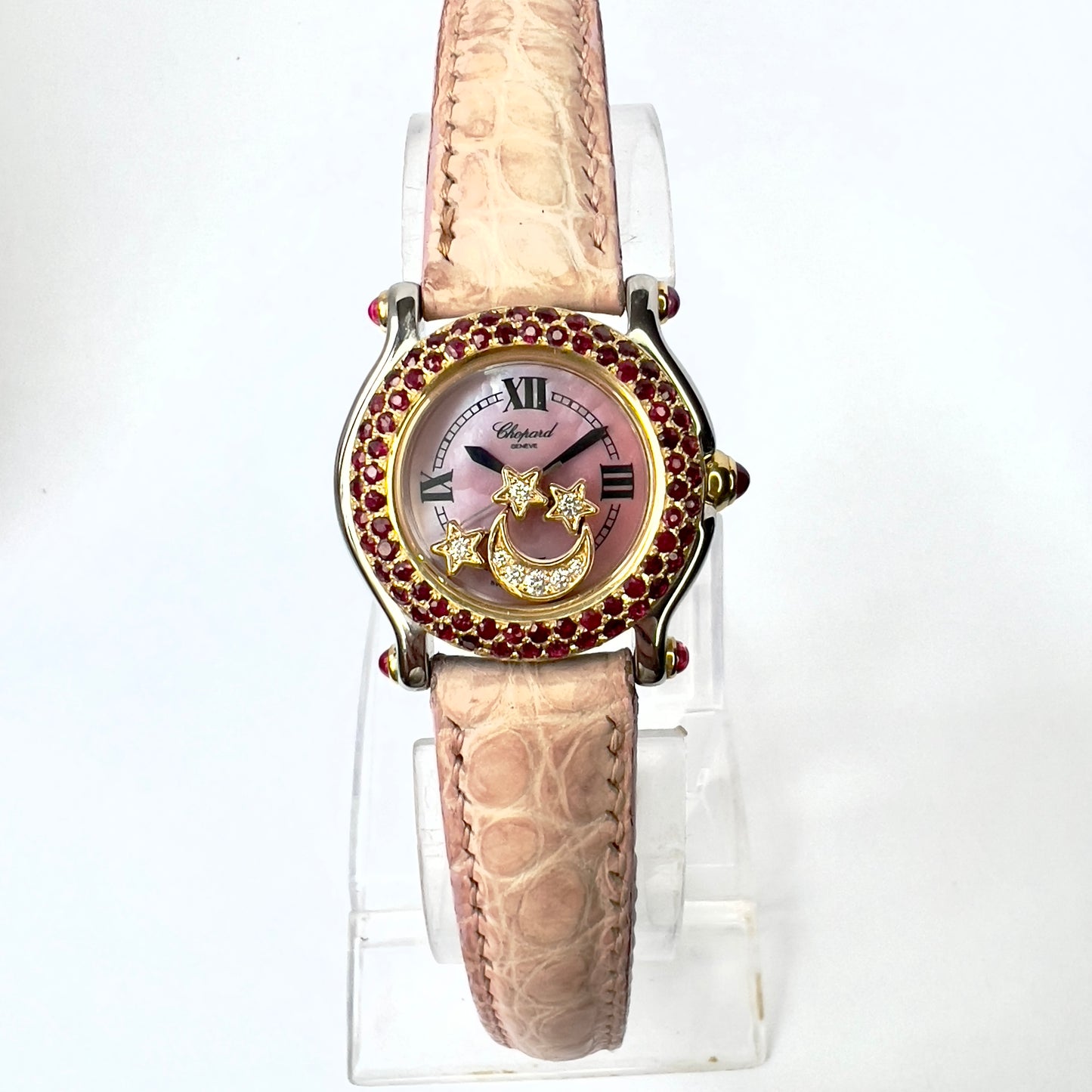 CHOPARD HAPPY SPORT 26mm 2 Tone DIAMONDS & Red RUBIES Watch