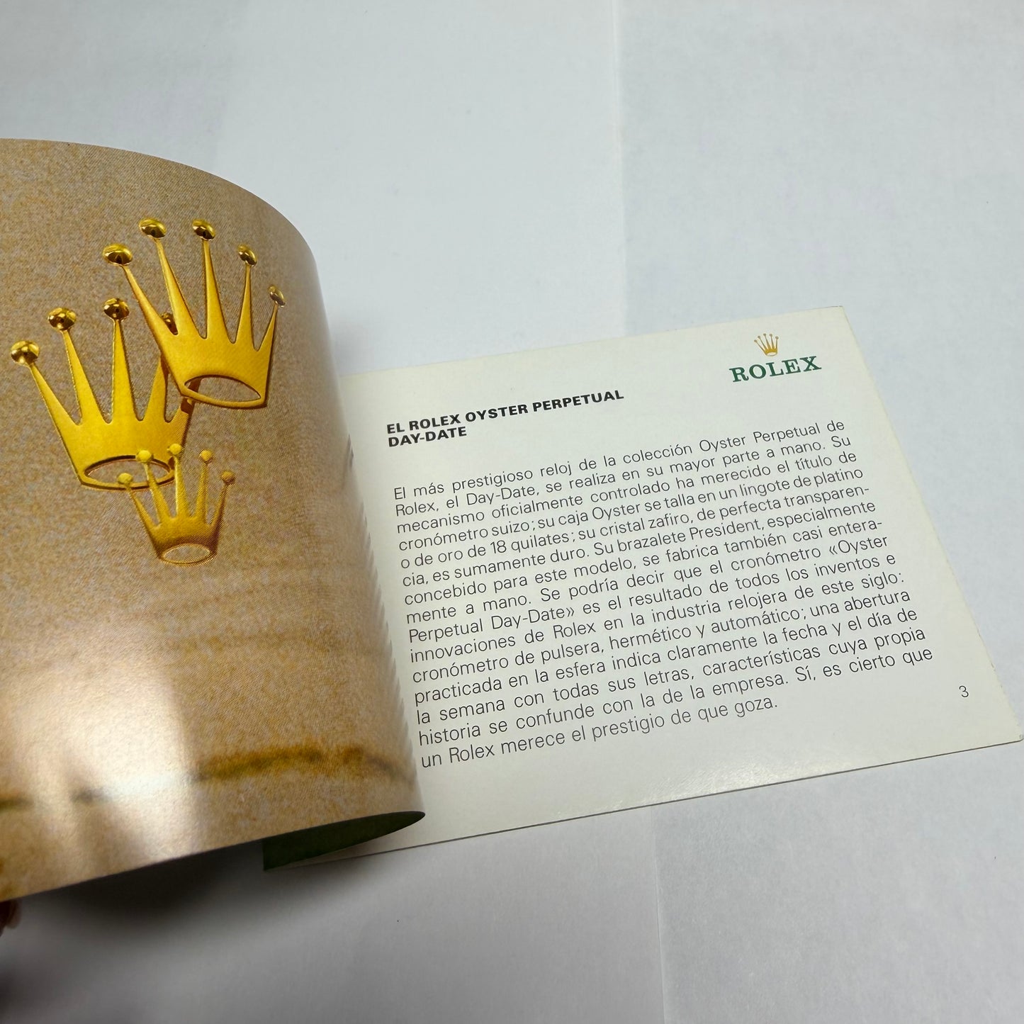 ROLEX Day-Date Booklet 1996 Spanish