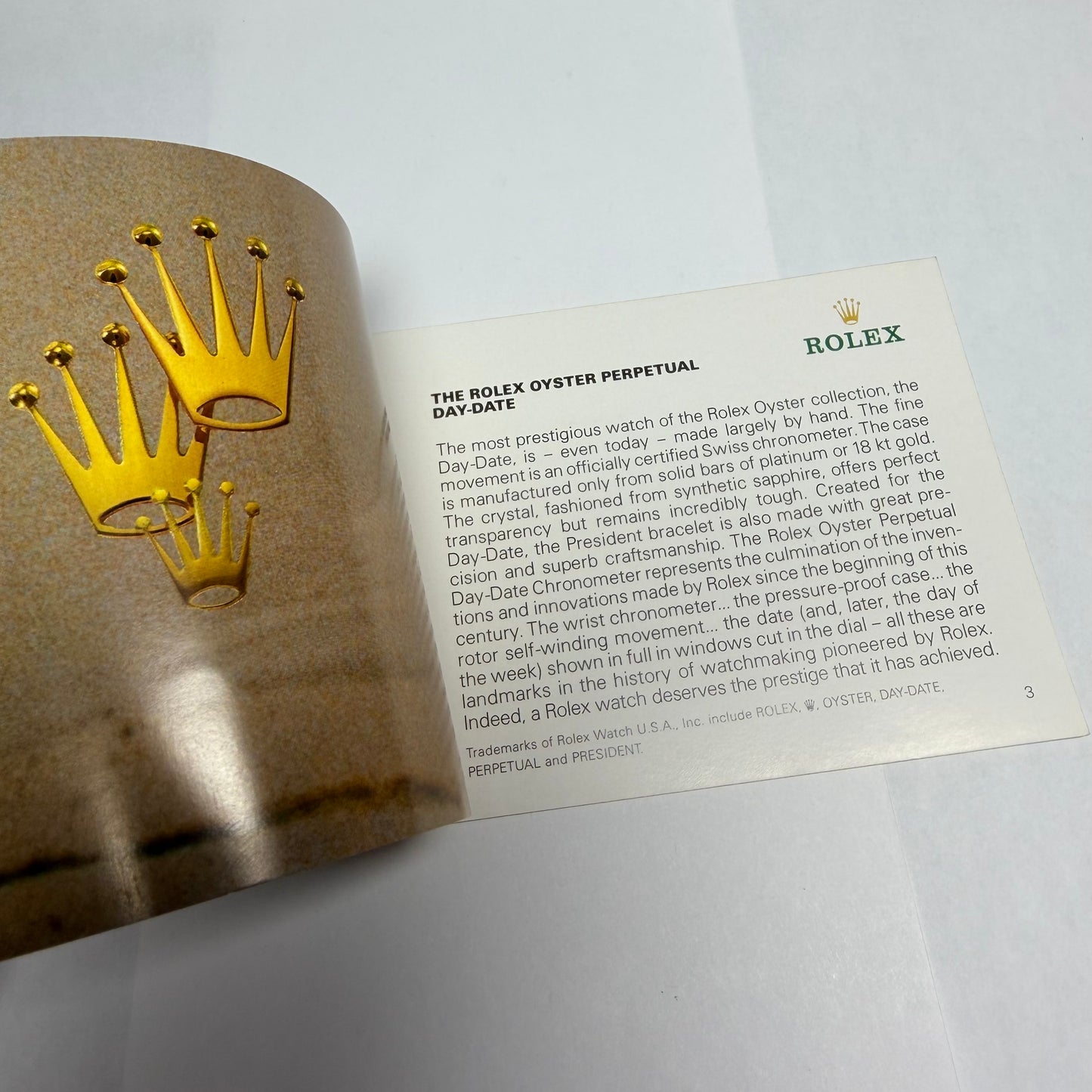 ROLEX Day-Date Booklet 1992 English