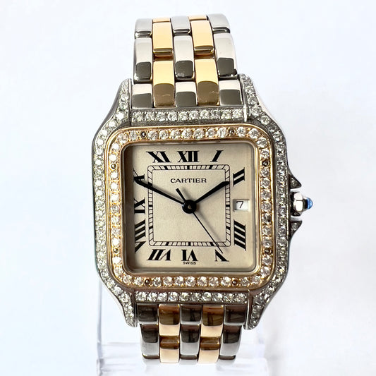 CARTIER PANTHERE Quartz 29mm 2 Row Gold 1.25TCW DIAMOND Watch