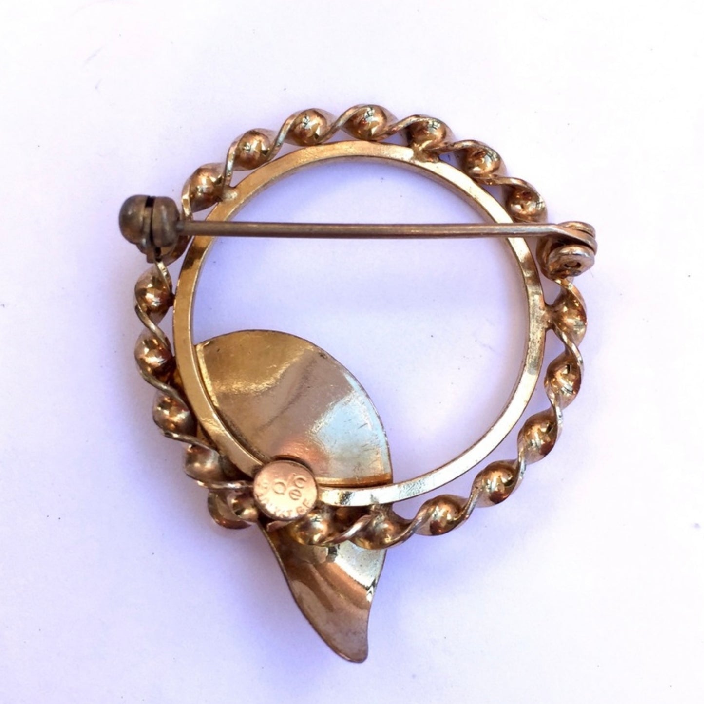 Gold Filled Sterling Silver Pearl Brooch 31.5 in diameter