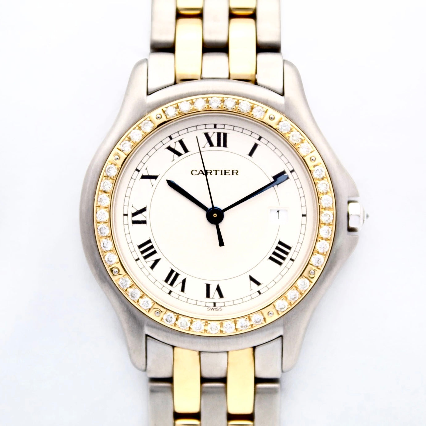 CARTIER PANTHERE COUGAR Quartz 32mm 2 Row Gold 0.45TCW Diamonds Watch