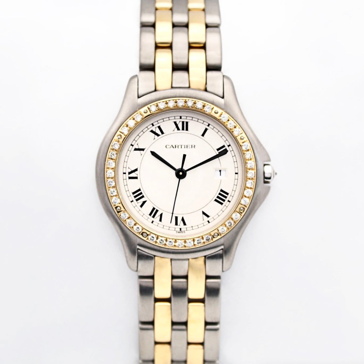 CARTIER PANTHERE COUGAR Quartz 32mm 2 Row Gold 0.45TCW Diamonds Watch